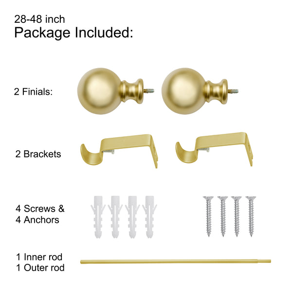 Utopia Alley D32XX Wall Mounted 3/4 Inch Curtain Rod - Curtain Rods For Windows 28 to 48 Inch, Adjustable Drapery Rods, Curtain Rods, Bedroom & Living Room Decorative Curtain Rods, Tapestry Poles