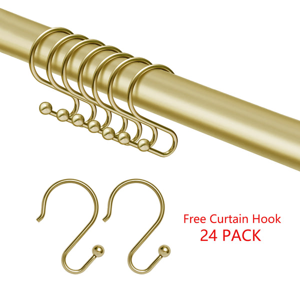 Utopia Alley DLR1XX Rustproof Wall Mounted Aluminum Double L Shaped Shower Curtain Rod 72" L x 31.7" W,  with 24 Shower Liner Hooks for interior rod included  & Ceiling Support
