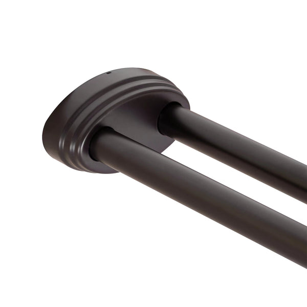 Utopia Alley DLR1XX Rustproof Wall Mounted Aluminum Double L Shaped Shower Curtain Rod 72" L x 31.7" W,  with 24 Shower Liner Hooks for interior rod included  & Ceiling Support