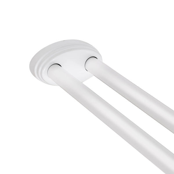 Utopia Alley DLR1XX Rustproof Wall Mounted Aluminum Double L Shaped Shower Curtain Rod 72" L x 31.7" W,  with 24 Shower Liner Hooks for interior rod included  & Ceiling Support
