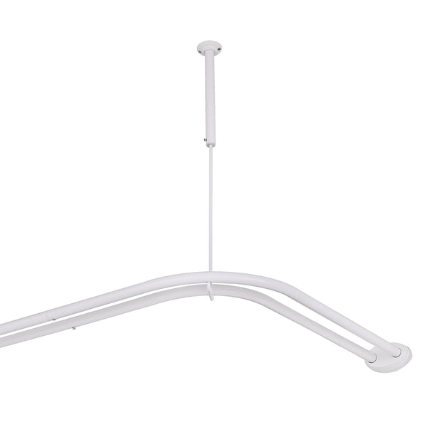 Utopia Alley DLR1XX Rustproof Wall Mounted Aluminum Double L Shaped Shower Curtain Rod 72" L x 31.7" W,  with 24 Shower Liner Hooks for interior rod included  & Ceiling Support