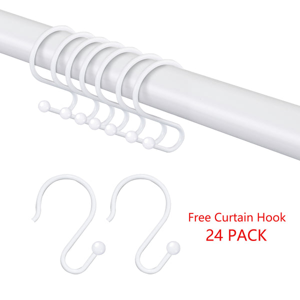 Utopia Alley DLR1XX Rustproof Wall Mounted Aluminum Double L Shaped Shower Curtain Rod 72" L x 31.7" W,  with 24 Shower Liner Hooks for interior rod included  & Ceiling Support