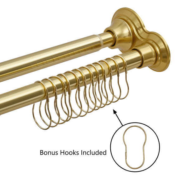 Utopia Alley DS1XX Adjustable 72-Inch Double Shower Curtain Tension Rods - Rust-Proof Aluminum with  Rubber End Cap, Easy Installation - Extendable, Ideal for Bathroom, Retractable, Wall-to-Wall - No Drilling