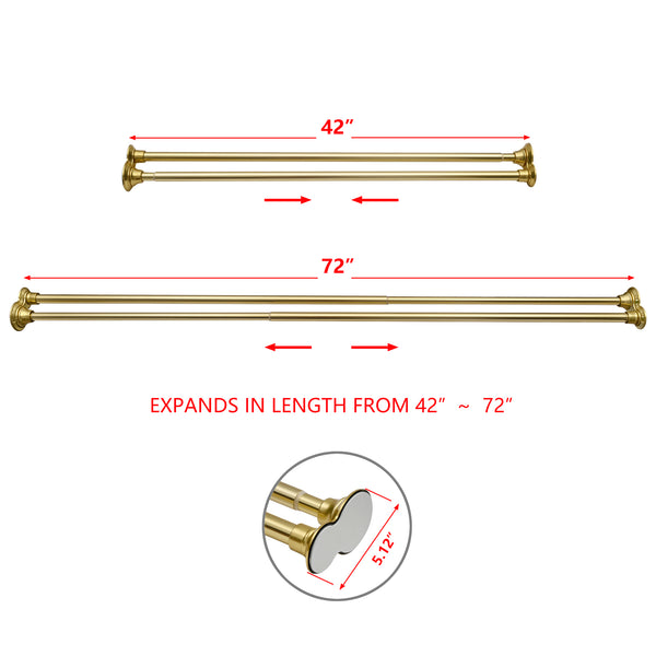 Utopia Alley DS1XX Adjustable 72-Inch Double Shower Curtain Tension Rods - Rust-Proof Aluminum with  Rubber End Cap, Easy Installation - Extendable, Ideal for Bathroom, Retractable, Wall-to-Wall - No Drilling