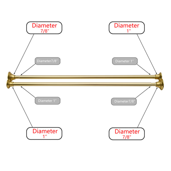 Utopia Alley DS1XX Adjustable 72-Inch Double Shower Curtain Tension Rods - Rust-Proof Aluminum with  Rubber End Cap, Easy Installation - Extendable, Ideal for Bathroom, Retractable, Wall-to-Wall - No Drilling