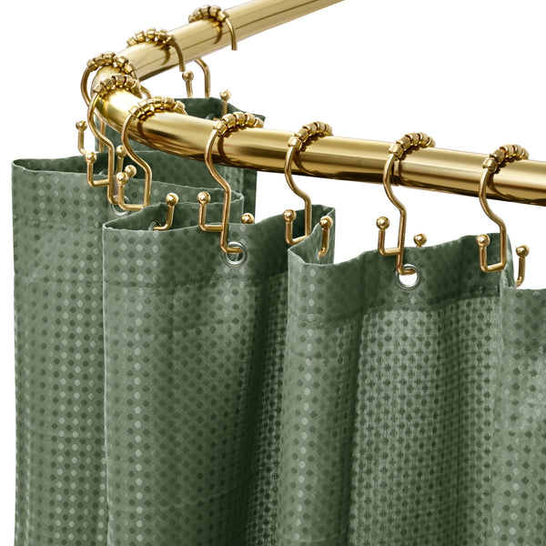 Utopia Alley DR9XX Rustproof Wall Mounted Aluminum D-shape Shower Curtain Rods With Ceiling Support for Freestanding Tubs, 60 Inch Large Size by 25 Inch, with White Shower curtain 180x70 inch
