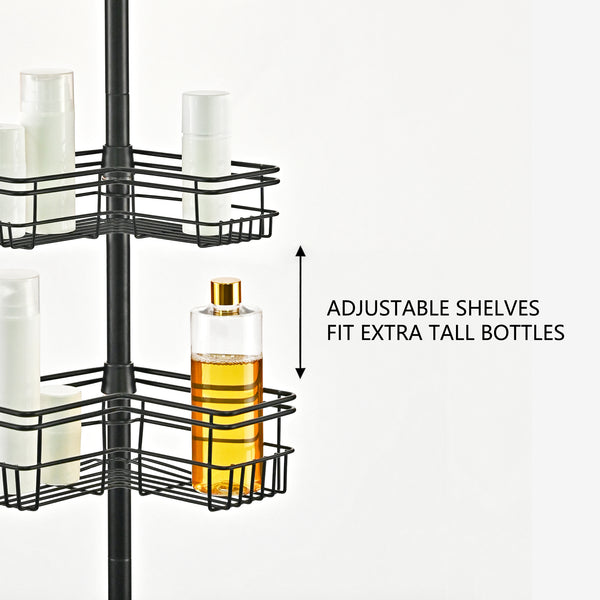 Utopia Alley PC6XX Rust-Resistant Shower Tension Pole Caddy, 4 Shelves
