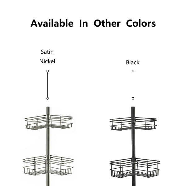 Utopia Alley PC6XX Rust-Resistant Shower Tension Pole Caddy, 4 Shelves