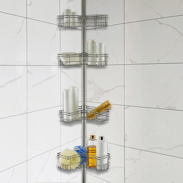 Utopia Alley PC6XX Rust-Resistant Shower Tension Pole Caddy, 4 Shelves