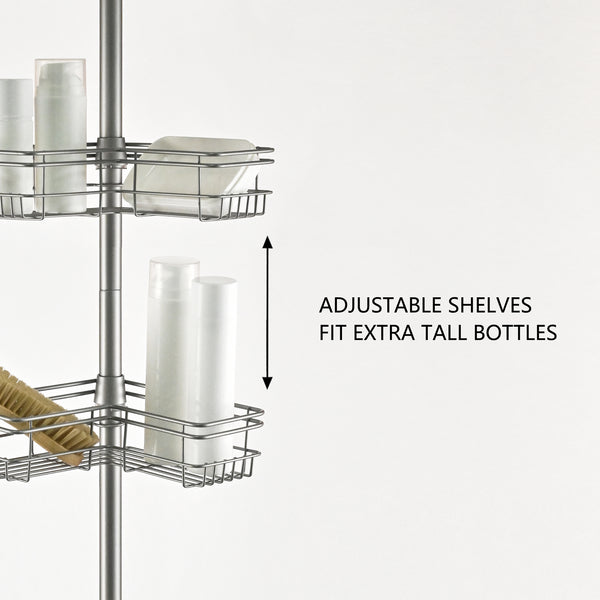 Utopia Alley PC6XX Rust-Resistant Shower Tension Pole Caddy, 4 Shelves