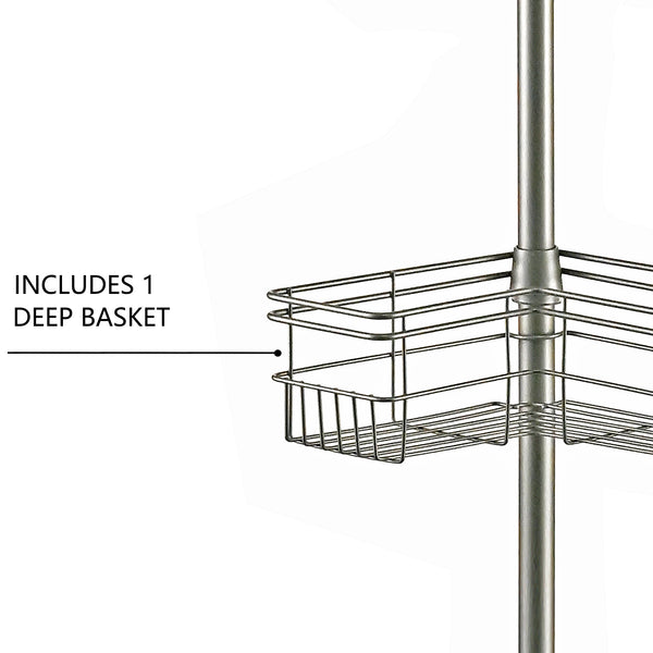 Utopia Alley PC6XX Rust-Resistant Shower Tension Pole Caddy, 4 Shelves
