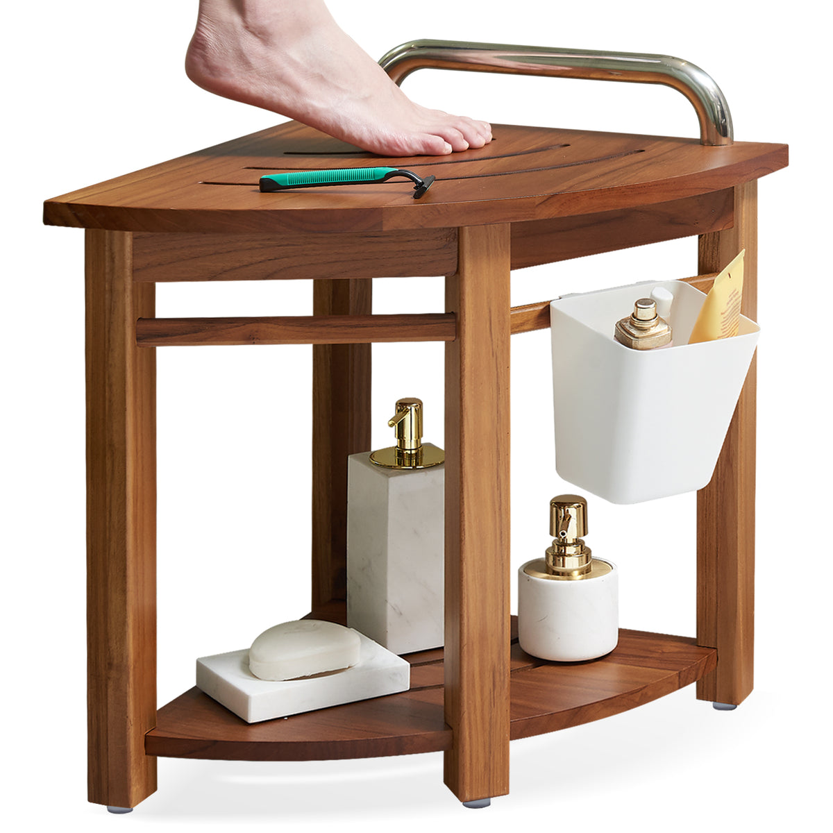 Amazon Small Corner Shower Stool Utopia Alley SF04TK 19'' Teak