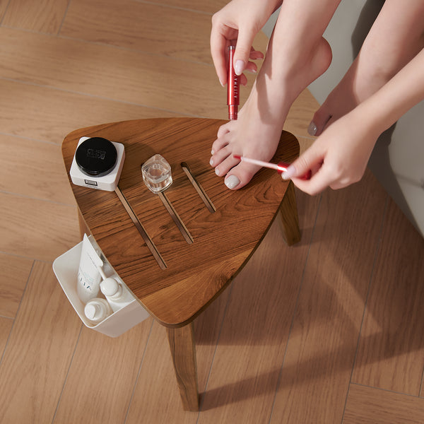 Utopia Alley SF05TK Teak Shower Stool for Shaving, Teak Corner Shower Bench for Inside Shower, Small Wood Shower Stool for Foot Rest Bathroom, Waterproof Teak Corner Shower Stool 12.6", Easy Assembly
