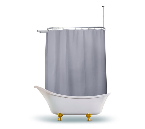 Utopia Alley BL3XX Waffle Weave Clawfoot Tub Shower Curtain 180 x 70 Inch Wrap Around - Heavyweight Fabric, Washable, Water Repellent, with 36 Hooks Set, 180x70, Gray/White