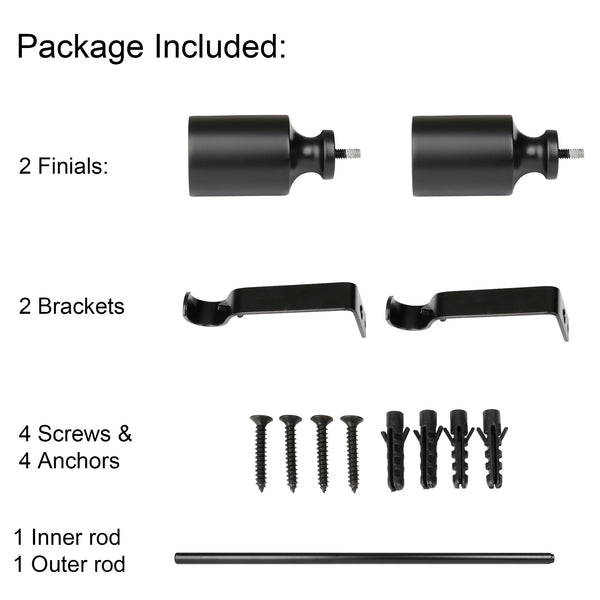 Utopia Alley D72Z/D72GD Wall Mounted 3/4 Inch Curtain Rod - Curtain Rods For Windows 28 to 48 Inch, Adjustable Drapery Rods, Curtain Rods, Bedroom & Living Room Decorative Curtain Rods, Tapestry Poles, Black & Gold