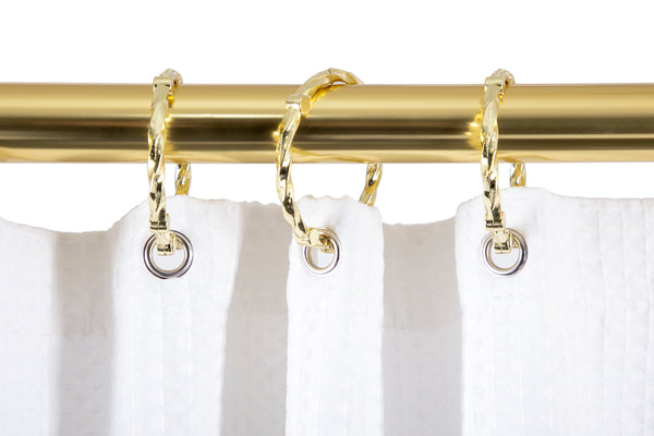 Utopia Alley DR9XX Rustproof Wall Mounted Aluminum D-shape Shower Curtain Rods With Ceiling Support for Freestanding Tubs, 60 Inch Large Size by 25 Inch, with White Shower curtain 180x70 inch