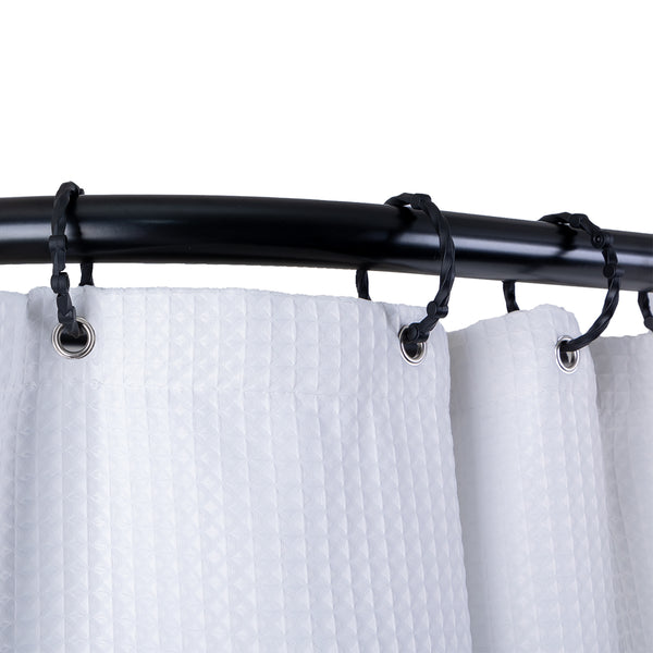 Utopia Alley DR9XX Rustproof Wall Mounted Aluminum D-shape Shower Curtain Rods With Ceiling Support for Freestanding Tubs, 60 Inch Large Size by 25 Inch, with White Shower curtain 180x70 inch