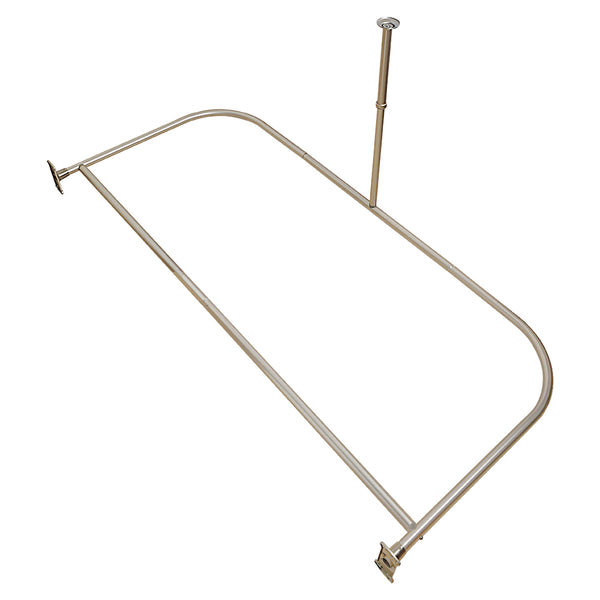 Utopia Alley DR9XX Rustproof Wall Mounted Aluminum D-shape Shower Curtain Rods With Ceiling Support for Freestanding Tubs, 60 Inch Large Size by 25 Inch, with White Shower curtain 180x70 inch