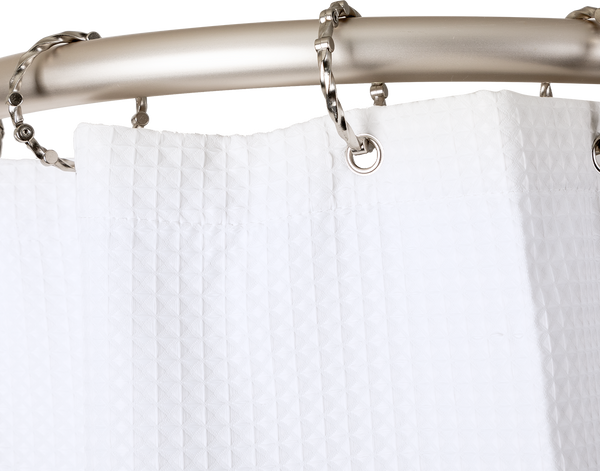 Utopia Alley DR9XX Rustproof Wall Mounted Aluminum D-shape Shower Curtain Rods With Ceiling Support for Freestanding Tubs, 60 Inch Large Size by 25 Inch, with White Shower curtain 180x70 inch