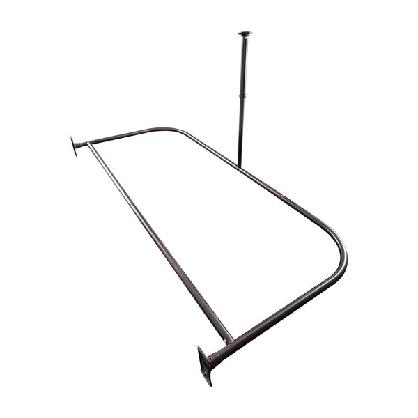 Utopia Alley DR9XX Rustproof Wall Mounted Aluminum D-shape Shower Curtain Rods With Ceiling Support for Freestanding Tubs, 60 Inch Large Size by 25 Inch, with White Shower curtain 180x70 inch