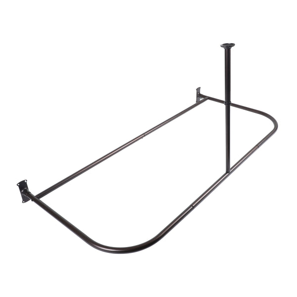 Utopia Alley DR9XX Rustproof Wall Mounted Aluminum D-shape Shower Curtain Rods With Ceiling Support for Freestanding Tubs, 60 Inch Large Size by 25 Inch, with White Shower curtain 180x70 inch