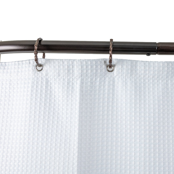 Utopia Alley DR9XX Rustproof Wall Mounted Aluminum D-shape Shower Curtain Rods With Ceiling Support for Freestanding Tubs, 60 Inch Large Size by 25 Inch, with White Shower curtain 180x70 inch