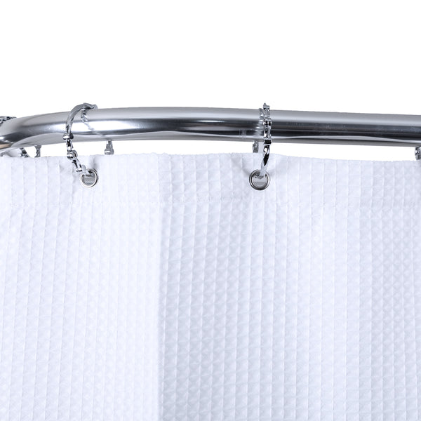 Utopia Alley DR9XX Rustproof Wall Mounted Aluminum D-shape Shower Curtain Rods With Ceiling Support for Freestanding Tubs, 60 Inch Large Size by 25 Inch, with White Shower curtain 180x70 inch