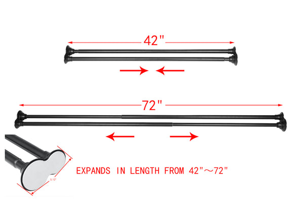 Utopia Alley DS1XX Adjustable 72-Inch Double Shower Curtain Tension Rods - Rust-Proof Aluminum with  Rubber End Cap, Easy Installation - Extendable, Ideal for Bathroom, Retractable, Wall-to-Wall - No Drilling
