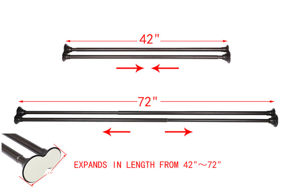Utopia Alley DS1XX Adjustable 72-Inch Double Shower Curtain Tension Rods - Rust-Proof Aluminum with  Rubber End Cap, Easy Installation - Extendable, Ideal for Bathroom, Retractable, Wall-to-Wall - No Drilling