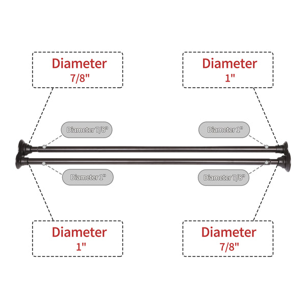 Utopia Alley DS1XX Adjustable 72-Inch Double Shower Curtain Tension Rods - Rust-Proof Aluminum with  Rubber End Cap, Easy Installation - Extendable, Ideal for Bathroom, Retractable, Wall-to-Wall - No Drilling