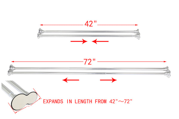 Utopia Alley DS1XX Adjustable 72-Inch Double Shower Curtain Tension Rods - Rust-Proof Aluminum with  Rubber End Cap, Easy Installation - Extendable, Ideal for Bathroom, Retractable, Wall-to-Wall - No Drilling