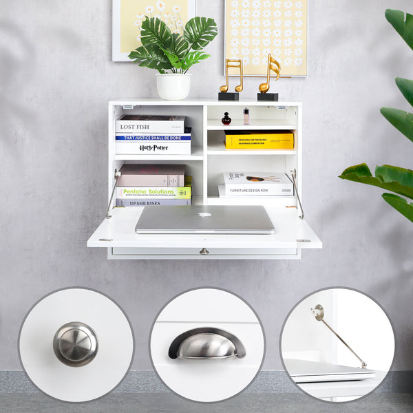 Utopia Alley FT73WW Space Saving Wall Mount Laptop Desk, White
