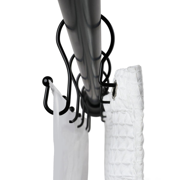 Utopia Alley HK22XX Shower Hooks - Double Shower Curtain Rings for Bathroom - Rust Resistant Shower Curtain Hooks for Shower Curtain or Liner - Shower Curtain Rings with Crystal Design - Set of 12