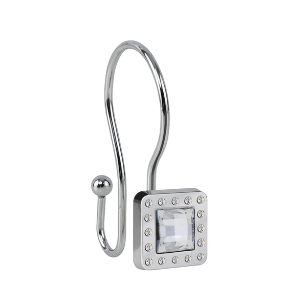 Utopia Alley HK22XX Shower Hooks - Double Shower Curtain Rings for Bathroom - Rust Resistant Shower Curtain Hooks for Shower Curtain or Liner - Shower Curtain Rings with Crystal Design - Set of 12