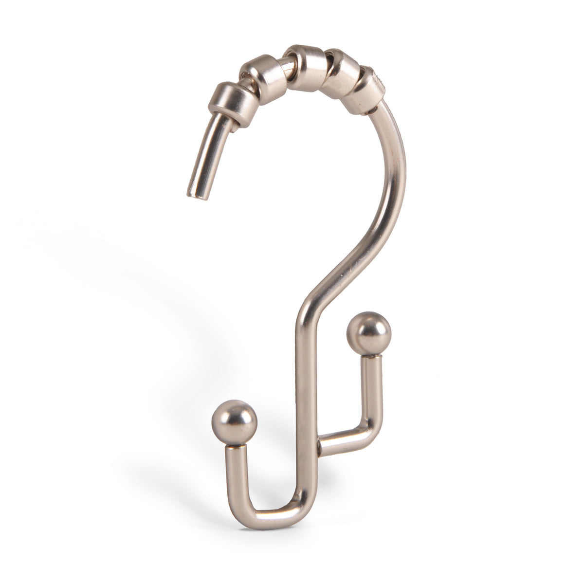 Deco Flat Double Roller Shower Curtain Hooks in Chrome