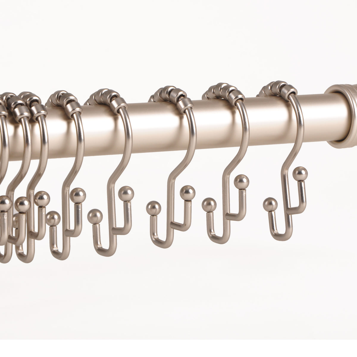 Deco Flat Double Roller Shower Curtain Hooks in Chrome