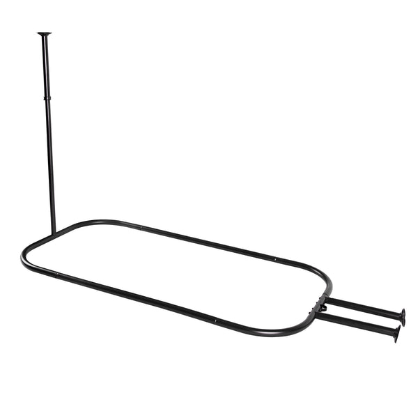 Utopia Alley HP10XX Rustproof Wall Mounted Aluminum Hoop Oval Shower Rod With Ceiling Support for Free Standing Clawfoot Tub, 54 Inch Extra Large Size by 26 Inch, with White Shower Curtain 180x70 inch