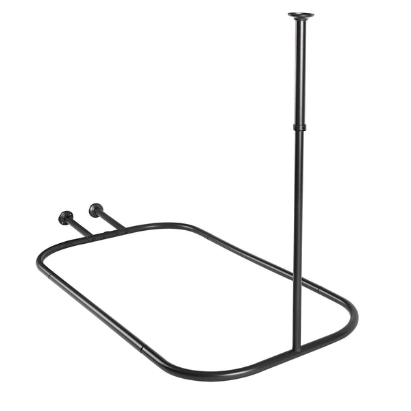 Utopia Alley HP10XX Rustproof Wall Mounted Aluminum Hoop Oval Shower Rod With Ceiling Support for Free Standing Clawfoot Tub, 54 Inch Extra Large Size by 26 Inch, with White Shower Curtain 180x70 inch