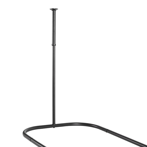 Utopia Alley HP10XX Rustproof Wall Mounted Aluminum Hoop Oval Shower Rod With Ceiling Support for Free Standing Clawfoot Tub, 54 Inch Extra Large Size by 26 Inch, with White Shower Curtain 180x70 inch