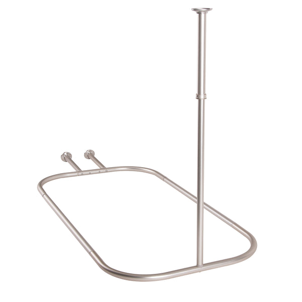 Utopia Alley HP10XX Rustproof Wall Mounted Aluminum Hoop Oval Shower Rod With Ceiling Support for Free Standing Clawfoot Tub, 54 Inch Extra Large Size by 26 Inch, with White Shower Curtain 180x70 inch