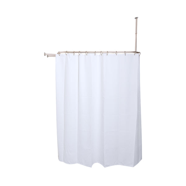 Utopia Alley HP10XX Rustproof Wall Mounted Aluminum Hoop Oval Shower Rod With Ceiling Support for Free Standing Clawfoot Tub, 54 Inch Extra Large Size by 26 Inch, with White Shower Curtain 180x70 inch