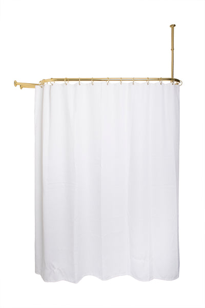 Utopia Alley HP10XX Rustproof Wall Mounted Aluminum Hoop Oval Shower Rod With Ceiling Support for Free Standing Clawfoot Tub, 54 Inch Extra Large Size by 26 Inch, with White Shower Curtain 180x70 inch