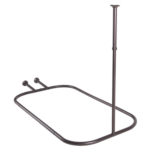 Utopia Alley HP10XX Rustproof Wall Mounted Aluminum Hoop Oval Shower Rod With Ceiling Support for Free Standing Clawfoot Tub, 54 Inch Extra Large Size by 26 Inch, with White Shower Curtain 180x70 inch