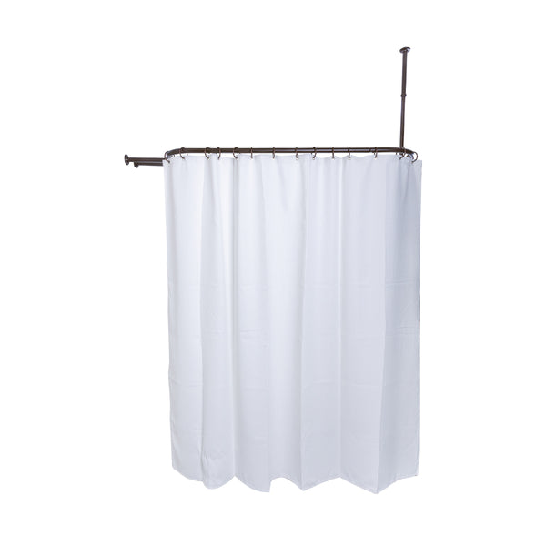 Utopia Alley HP10XX Rustproof Wall Mounted Aluminum Hoop Oval Shower Rod With Ceiling Support for Free Standing Clawfoot Tub, 54 Inch Extra Large Size by 26 Inch, with White Shower Curtain 180x70 inch