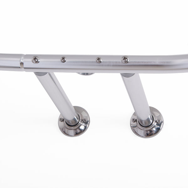 Utopia Alley HP10XX Rustproof Wall Mounted Aluminum Hoop Oval Shower Rod With Ceiling Support for Free Standing Clawfoot Tub, 54 Inch Extra Large Size by 26 Inch, with White Shower Curtain 180x70 inch