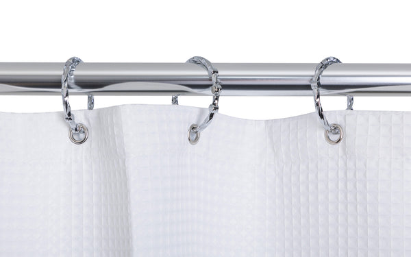 Utopia Alley HP10XX Rustproof Wall Mounted Aluminum Hoop Oval Shower Rod With Ceiling Support for Free Standing Clawfoot Tub, 54 Inch Extra Large Size by 26 Inch, with White Shower Curtain 180x70 inch