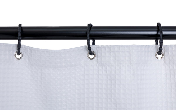 Utopia Alley HP9XX Rustproof Wall Mounted Aluminum Hoop Shower Rod With Ceiling Support for Clawfoot Tub, 45.7 Inch Size by 22 Inch, with White Shower Curtain 180x70 inch