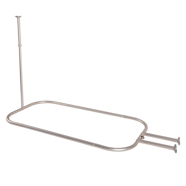 Utopia Alley HP9XX Rustproof Wall Mounted Aluminum Hoop Shower Rod With Ceiling Support for Clawfoot Tub, 45.7 Inch Size by 22 Inch, with White Shower Curtain 180x70 inch
