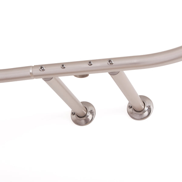 Utopia Alley HP9XX Rustproof Wall Mounted Aluminum Hoop Shower Rod With Ceiling Support for Clawfoot Tub, 45.7 Inch Size by 22 Inch, with White Shower Curtain 180x70 inch