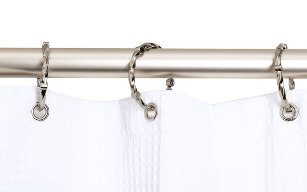 Utopia Alley HP9XX Rustproof Wall Mounted Aluminum Hoop Shower Rod With Ceiling Support for Clawfoot Tub, 45.7 Inch Size by 22 Inch, with White Shower Curtain 180x70 inch